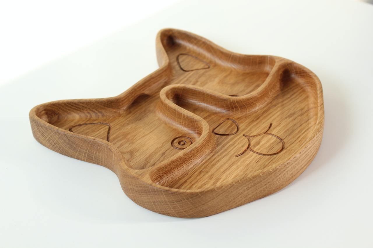 Wooden Plate For Kids - Corgi With 2 Sectors
