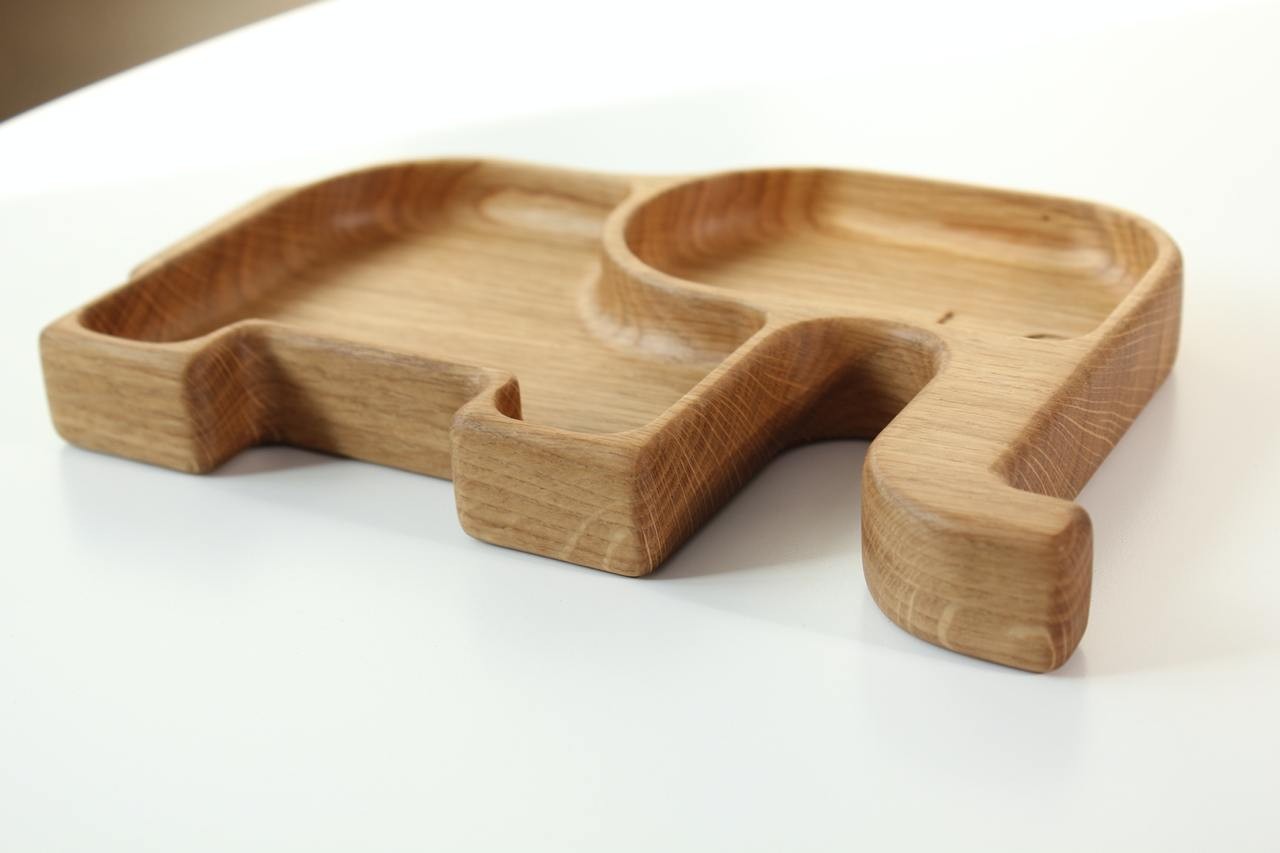 Wooden Plate For Kids - Elephant With 2 Sectors